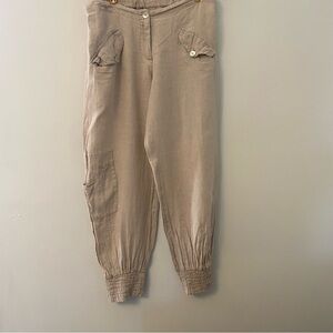 Casual Tan Linen Joggers